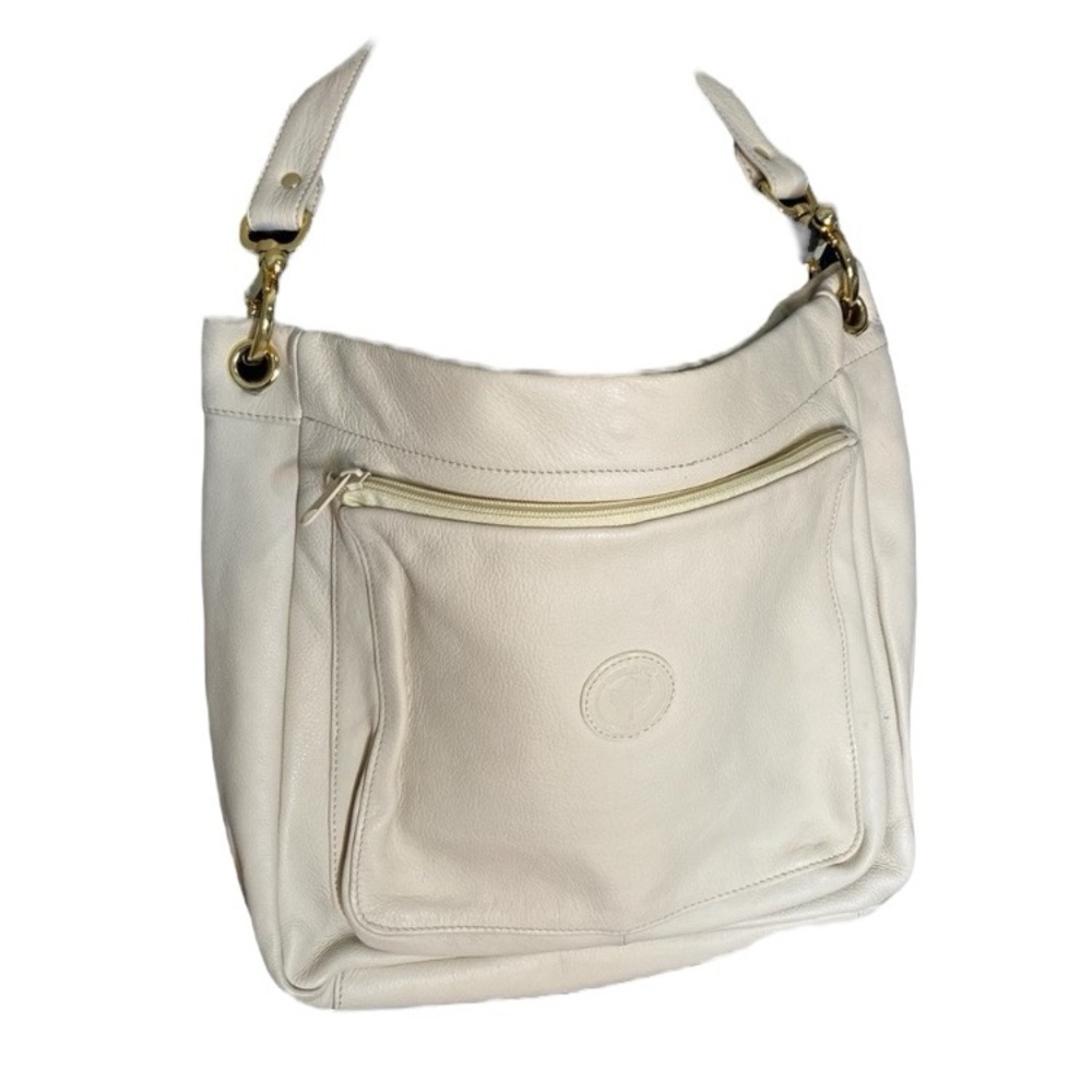 DELANE CANADA Soft Ivory Cream Colour Leather Shoulder Bag Purse Hobo Handbag
